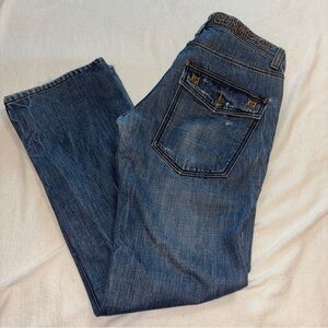 Gun Metal Dark Blue Multi Pocket Straight Leg Jeans Sz32/31 Y2K Button‎ Fly